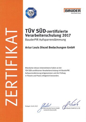 TÜV-Zertifikat BAUDER Diezel