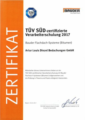 TÜV Zertifikat Bauder Bitumen